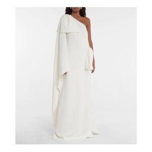 Elie Saab Ivory One-Shoulder Crepe Gown